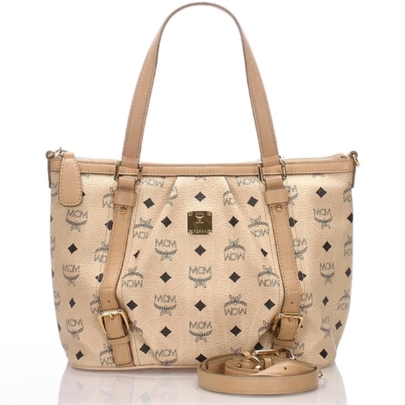 MCM Handbags - MCM Cream Viesto Two-way Crossbody Shoulder Bag